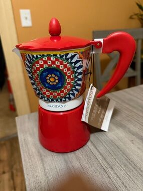 Red Decorative Stovetop Espresso Maker